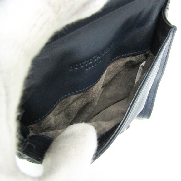 BOTTEGA VENETA Intrecciato Leather Crossbody Messenger Bag Blue BOTTEGA VENETA Blue Leather Intrecciato Shoulder Bag